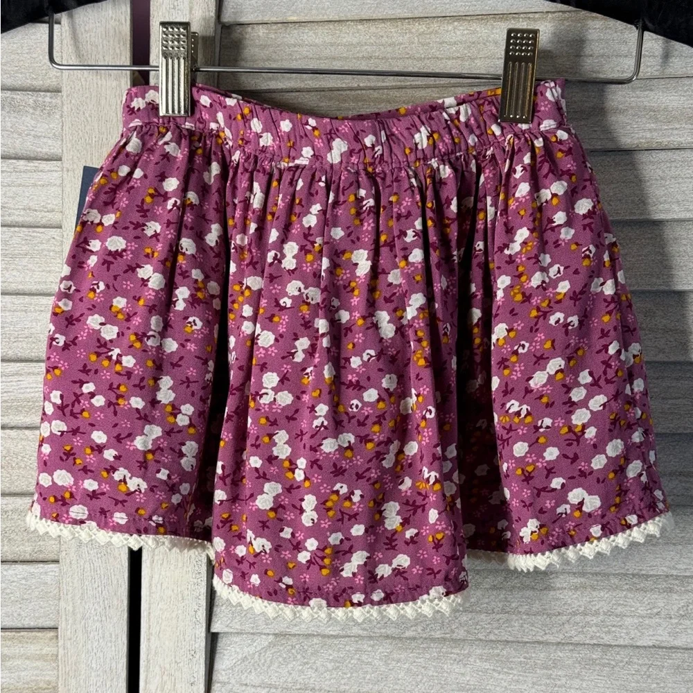 OshKosh B’gosh Purple Floral Skater Skirt Girls 2T NWT Cotton Lace Hem Coastal